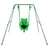 Toddler Baby Swing Set Indoor Outdoor Folding Metal Swing Frame with Safety Harness and Handrails for Backyard