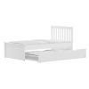 Yes4wood White Twin Bed with Trundle, Solid Wood Malibu Bed Frame with Twin Size Pull-Out Trundle for Kids and Toddlers