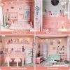 ROBOTIME Wooden Dollhouse Spring Garden Dreamhouse for Kids Toddler with Light