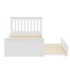 Yes4wood White Twin Bed with Trundle, Solid Wood Malibu Bed Frame with Twin Size Pull-Out Trundle for Kids and Toddlers