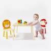 Kids Table and 2 Chairs Set, 3 Pieces Toddler Table and Chair Set, Wooden Activity Play Table Set (Lion&Monkey)