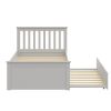 Yes4wood Gray Twin Bed with Trundle, Solid Wood Malibu Bed Frame with Twin Size Pull-Out Trundle for Kids and Toddlers