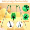 Toddler Baby Swing Set Indoor Outdoor Folding Metal Swing Frame with Safety Harness and Handrails for Backyard