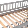 Bunk Bed with Slide; Twin Over Twin Low Bunk Bed with Fence and Ladder for Toddler Kids Teens Grey