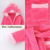 Cartoon Cat Soft Plush Hooded Bathrobe for Girls Winter Bath Homewear, Pink