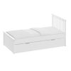 Yes4wood White Twin Bed with Trundle, Solid Wood Malibu Bed Frame with Twin Size Pull-Out Trundle for Kids and Toddlers