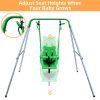 Toddler Baby Swing Set Indoor Outdoor Folding Metal Swing Frame with Safety Harness and Handrails for Backyard