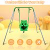 Toddler Baby Swing Set Indoor Outdoor Folding Metal Swing Frame with Safety Harness and Handrails for Backyard