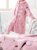 Cute Soft Pink Cloud Flannel Lapel Bathrobes for Girls Winter Bath Homewear