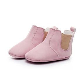 Baby Shoes Baby Xie Shoes Toddler Shoes Elastic PU Soft Shoes Children's Shoes (Option: Pink-14)