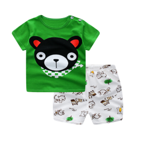 Cartoon Clothing Baby Boy Summer Clothes T-shirt Baby Girl Casual Clothing Sets (Option: Bear-110cm)